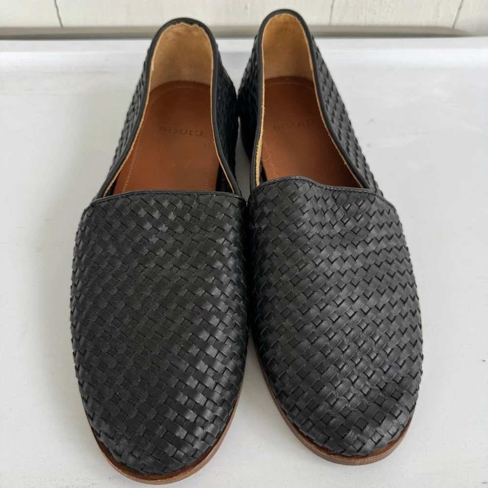Nisolo Woven Slip-On Loafers Flats Black size 10
